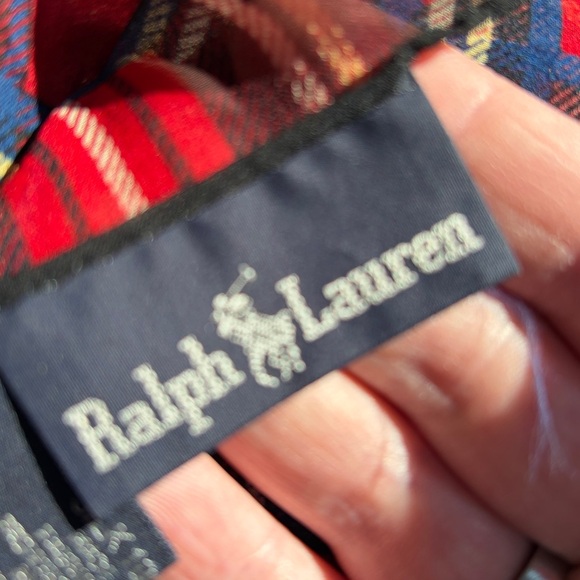 Ralph Lauren Red and Yellow Floral Plaid Scarf - Picture 7 of 8